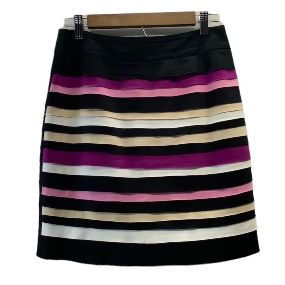 White House Black Market Women’s Bumblebee Pencil Mini Skirt Black/Pink Size 2